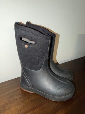Bogs Classic Black Insulated Steel Winter Rain Boots Youth Size 3 Excellent
